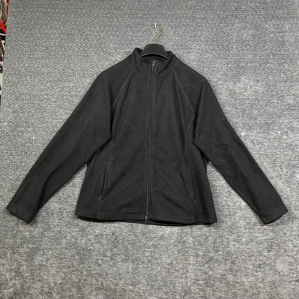 Cheetah Fleece Jacket Women's Black Fleece Pockets Full Zip Raglan Sleeve - XL